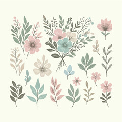 Fototapeta premium Hand-Drawn Vintage Floral Illustration in Vector Style
