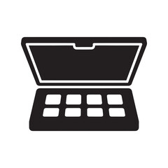 Eyeshadow palette makeup icon for beauty salon and cosmetic product with different color shades for professional eye makeup application vector solid glyph icon