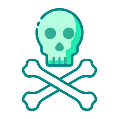 toxic material green filled line icon for harmful and dangerous substance alert