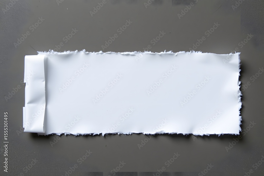 Poster blank paper banner: a close-up shot reveals a textured, white paper banner with torn edges, its roll