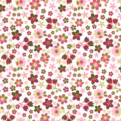 Cherry Wine Small Floral Seamless Pattern