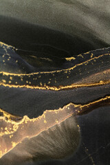 Abstract design with swirling patterns and metallic accents created using alcohol ink