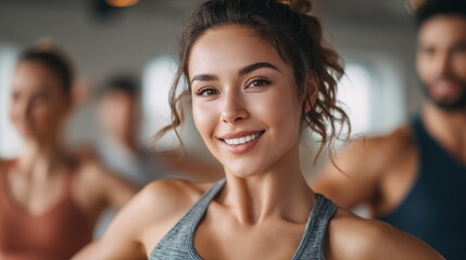 Diverse fitness class at embassy group workout healthy lifestyle indoor