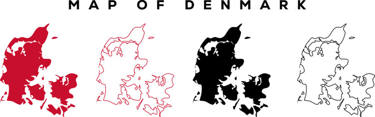 Modern Denmark Map Outline &ndash; Minimal Vector