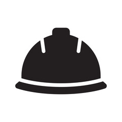 Hard hat icon representing construction site safety personal protective equipment and head protection for industrial workers and engineers vector solid glyph icon