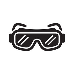 Safety goggles icon for eye protection in hazardous work environments such as construction laboratories and workshops a type of ppe vector solid glyph icon