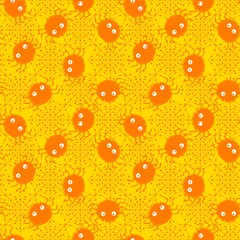Cartoon monsters seamless Halloween spider pattern for wallpaper and fabrics and textiles and packaging and linens