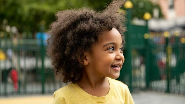 Smiling young child outdoors