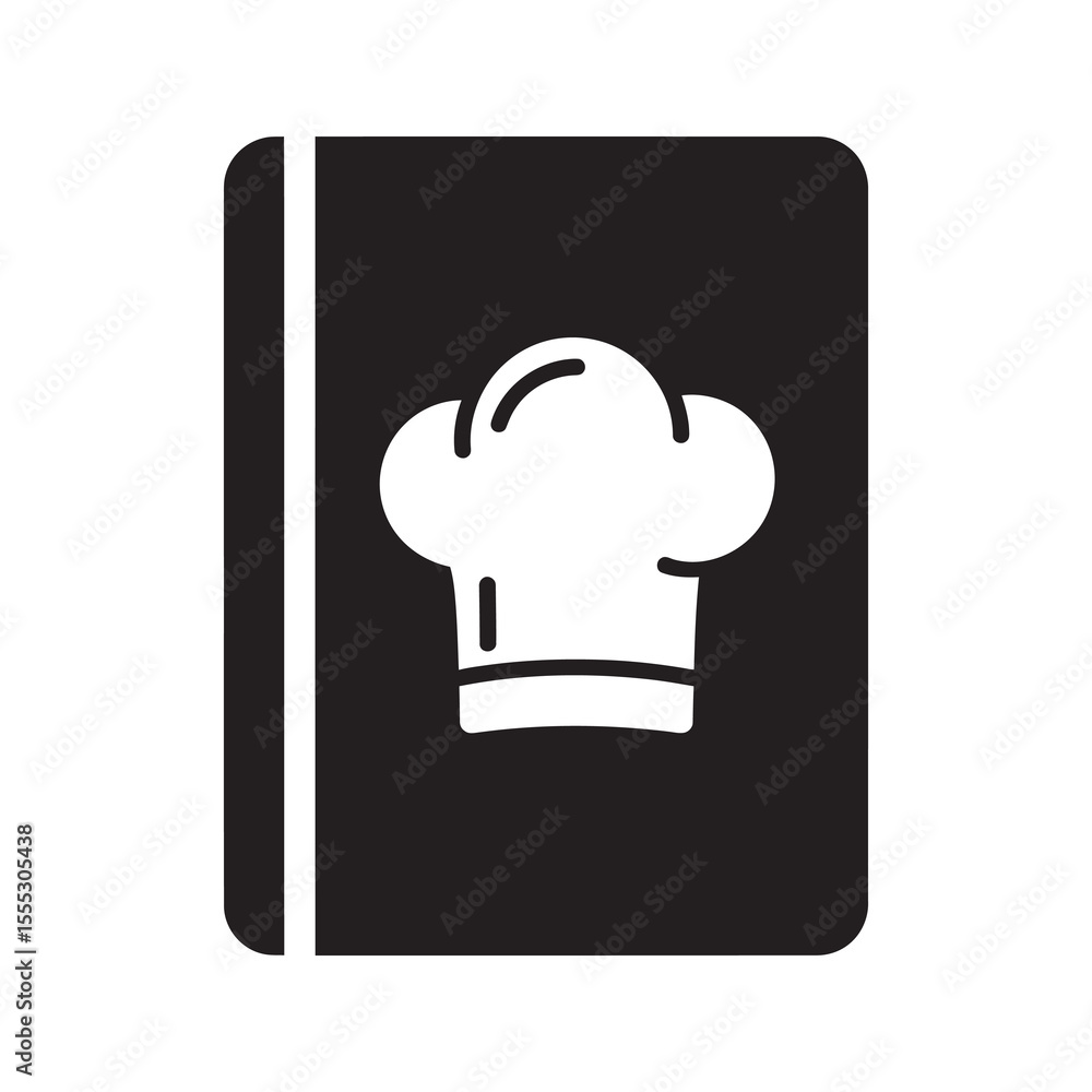 Poster recipe book icon with a chef hat representing a cookbook for culinary instruction cooking guide and 