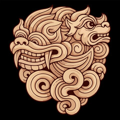 Oni mask tattoo design vector illustration
