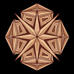 Detailed Geometric Compass Rose with Star Design
