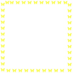 Yellow butterfly border pattern on white background  
