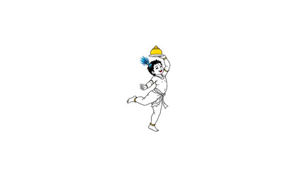Cute Animated Girl Dancing with a Flower and a Crown on White Background