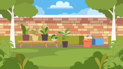 Flat Design Backyard Garden