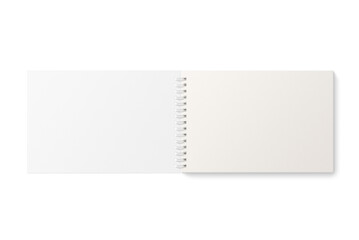 Spiral bound notebook mockup template with white paper cover isolated on a transparent background, PNG. High resolution.