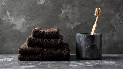 Luxurious Soft Cotton Towels and Natural Bamboo Toothbrush Set for a Spa Experience