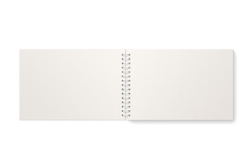Spiral bound notebook mockup template with white paper cover isolated on a transparent background, PNG. High resolution.