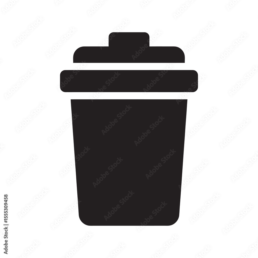 Poster trash can glyph icon for waste container garbage bin and rubbish disposal representing sanitation an