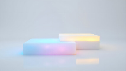 Minimalist Abstract Geometric Pedestal Display With Soft Neon Glow