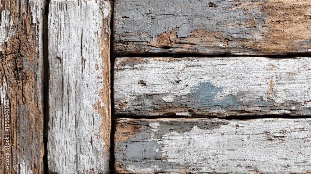 Poster close up view of weathered wood planks creating a rustic texture, displaying age and natural grain p