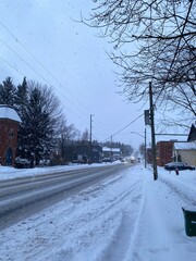 snow covered road in winter