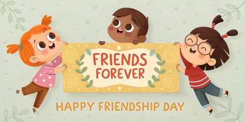 Fototapeta premium nternational friendship day greeting card. Social media banner template design.