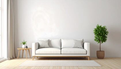 Wall Art Mockup Above Tiny Couch
