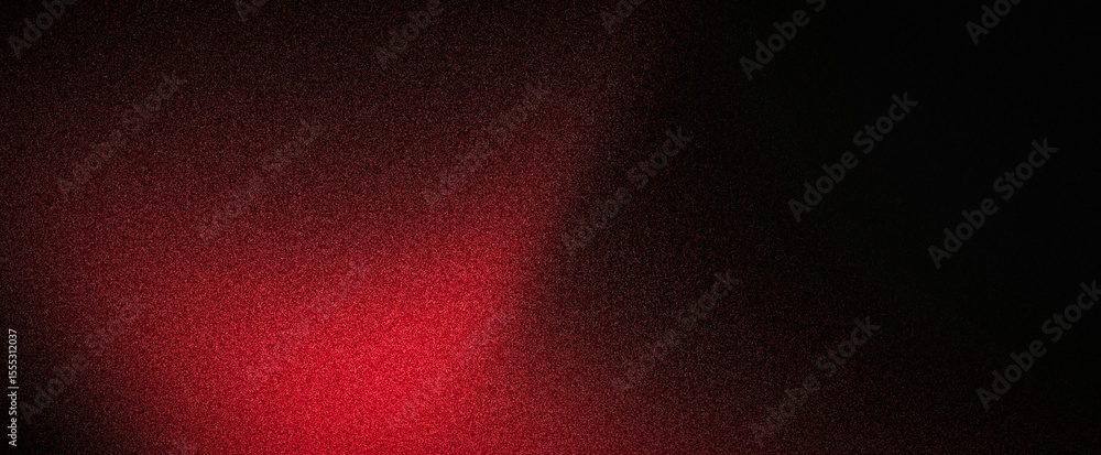 Wall mural vibrant red black grainy background glowing color gradient shape on dark noise texture banner header