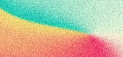 Abstract grainy gradient background, noise texture effect retro summer poster design orange teal red yellow blue banner cover header backdrop