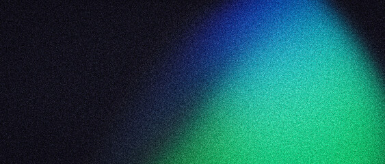 Green blue black grainy background, abstract gradient shape dark noise texture backdrop, wide banner poster header cover wallpaper design