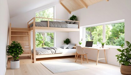 Elevated Bed with Workspace Underneath