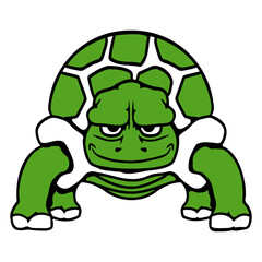 Obraz premium Turtle cute big turtle shell sweet comic cartoon Isolated Vector Graphic Design Illustration 