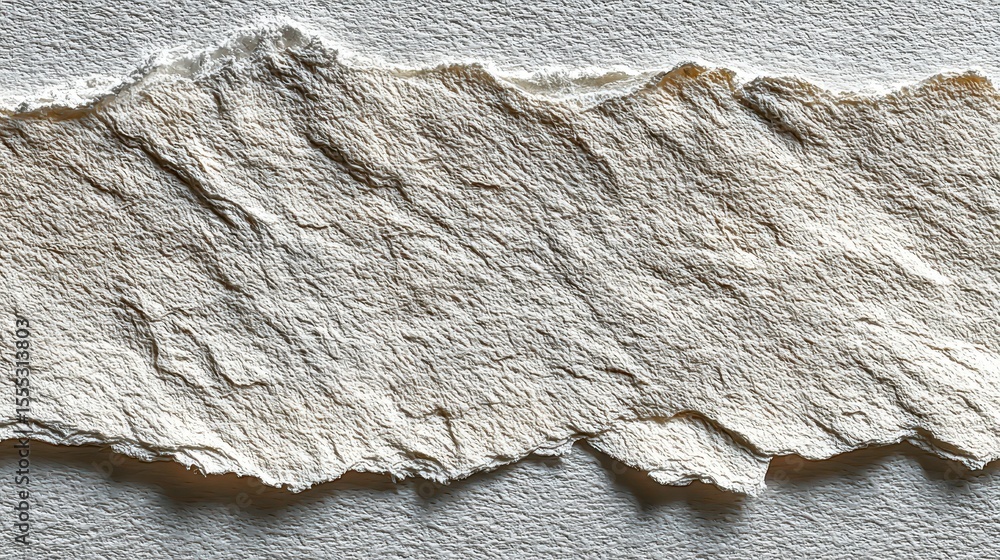 Poster white paper texture showing detailed cracks and peeling edges, creating a rough surface and abstract