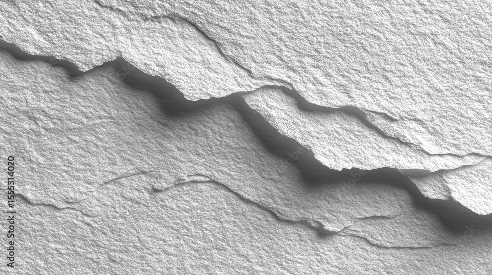 Poster white paper texture showing detailed cracks and peeling edges, creating a rough surface and abstract