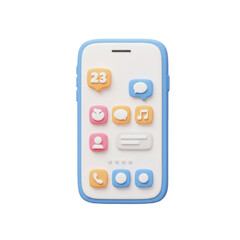 3d smartphone isolated on white transparent background, PNG, 3D mobile device, isolated phone image, smartphone on white background, 3D phone mockup