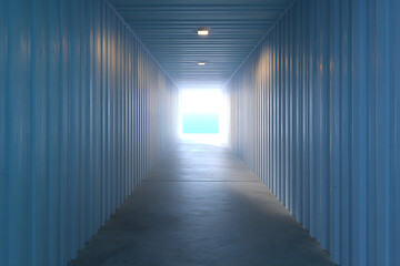 Fototapeta premium Light blue corrugated tunnel interior image