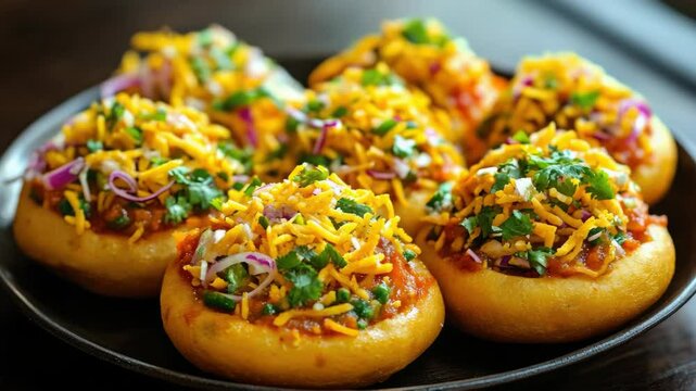 Deliciously flavored taco nacho bites with a generous sprinkle of cheese.