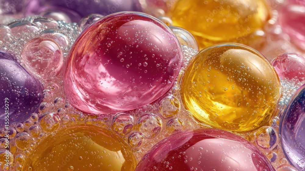 Poster floating iridescent soap bubbles showcase mesmerizing rainbow color spectrum and delicate details ag