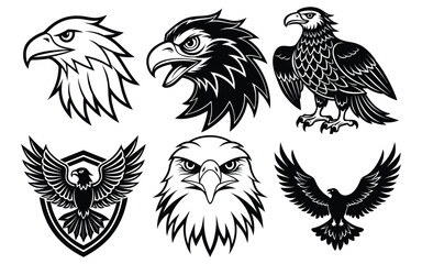 American Eagle Head Vector Bundle Patriotic Bald Eagle Emblem Set for T-Shirt and Logo Design.

