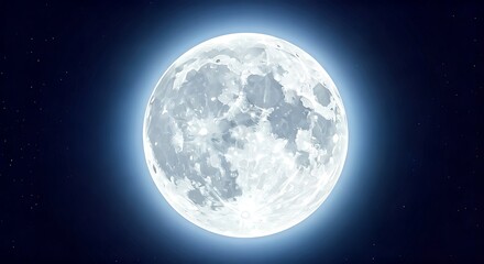 Obraz premium Majestic full moon glowing brightly in the dark night sky with a soft ethereal light.