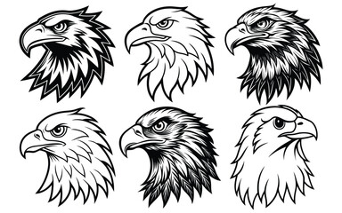 Bald Eagle Head Bundle – Fierce American Eagle Vector Set for Logos, Prints, and Tattoos.

