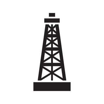 Oil derrick glyph icon for petroleum extraction industry fossil fuel exploration and gas drilling rig vector graphic design vector solid glyph icon