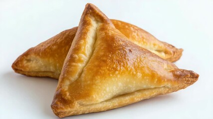 Three golden, flaky triangular pastries with a hint of sweetness.