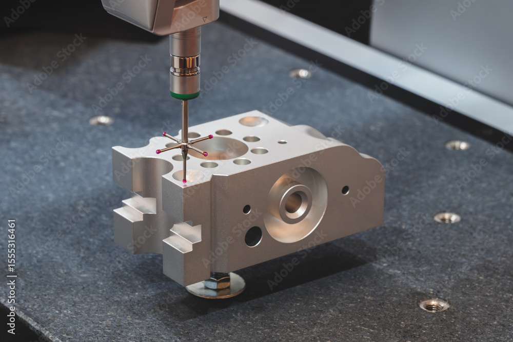 Poster Quality control on milling CNC machine, coordinate measuring machine, Quality control machine