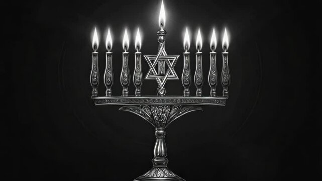 Jewish religious candle holder for Hanukkah celebration.