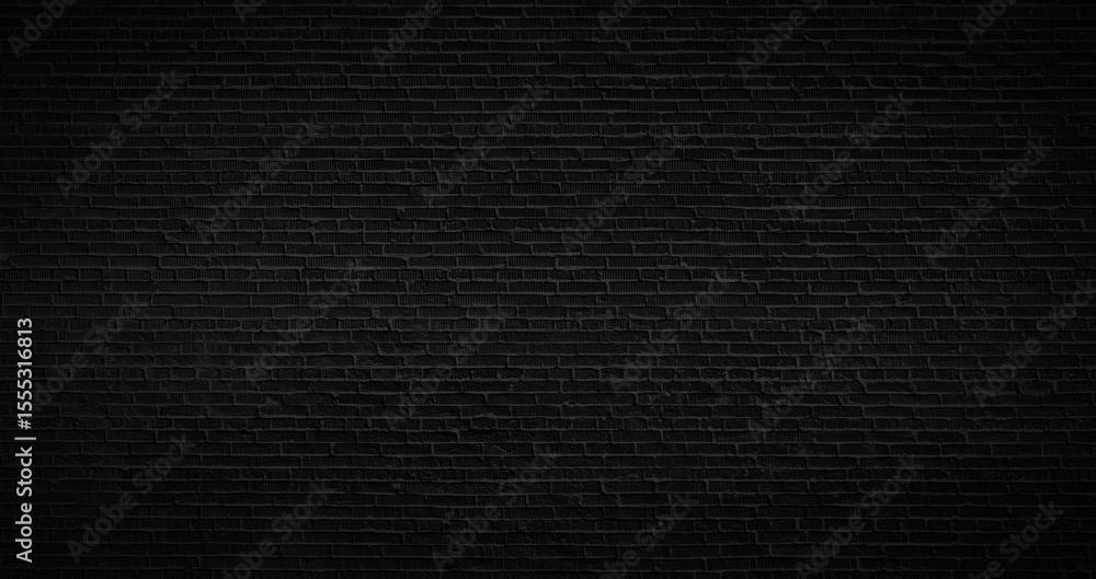 Poster Black dark brick wall with no design or pattern. wall plain simple. wall is made of black bricks and is very plain textured background web banner template page
