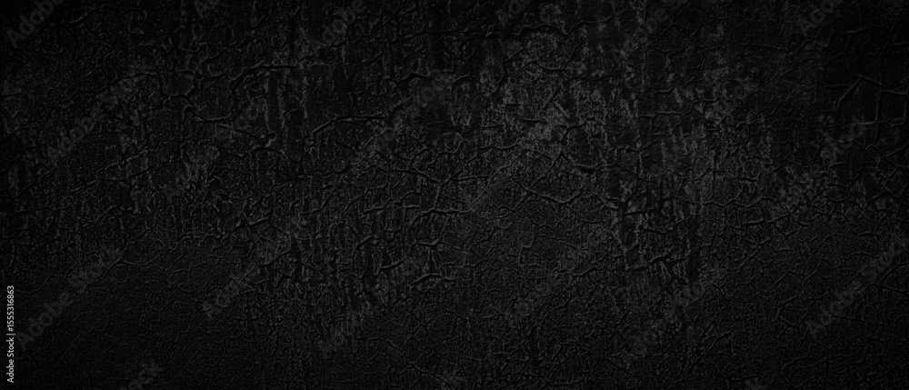 Poster Black dark wall with cracks and holes. wall is covered with white paint and has rough texture background for  web banner template page