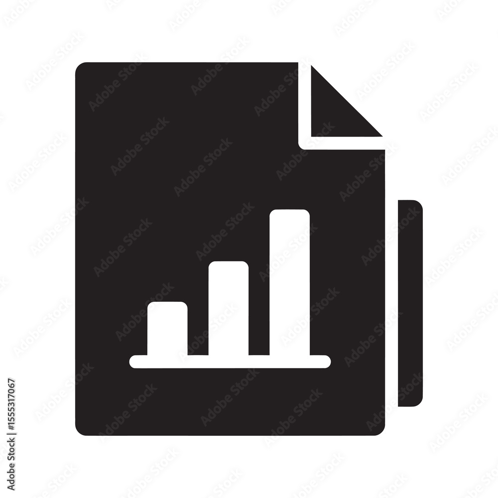 Poster data report glyph icon with document and bar chart for business analytics financial statistics and g