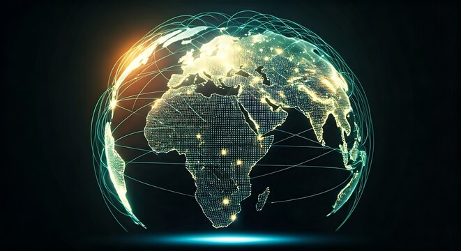 Glowing Earth with Network Connections: A Vision of Global Communication and Interconnectivity