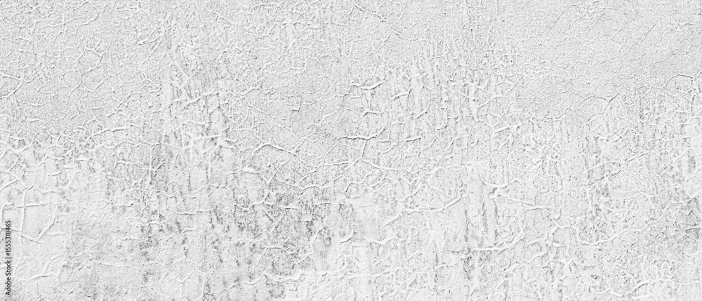 Poster White gray wall with cracks and holes. wall is covered with white paint and has rough texture background for  web banner template page